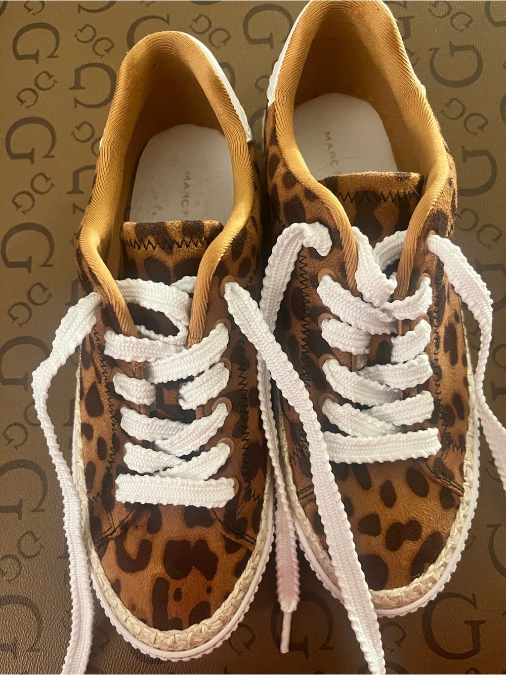 Marc Fisher Leopard Print Brown and White Women's Sneakers